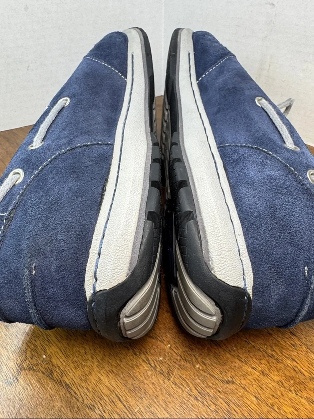 Columbia Mens Navy Suede Boat Deck Shoes Loafers, Gray Laces, sz 13